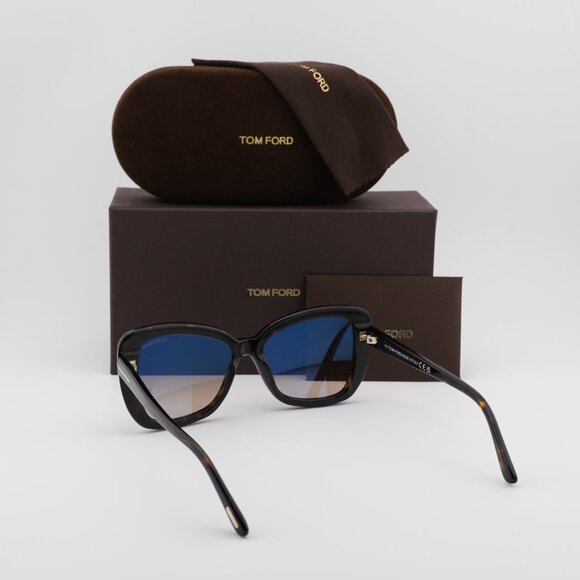 Tom Ford FT1008 52F Maeve Butterfly Sunglasses - Dark Havana/Brown - Picture 4 of 9
